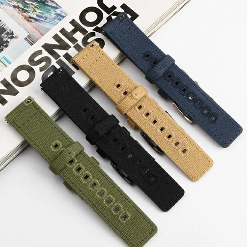 Quick Release Canvas Nylon Watch Strap with Brushed Buckle