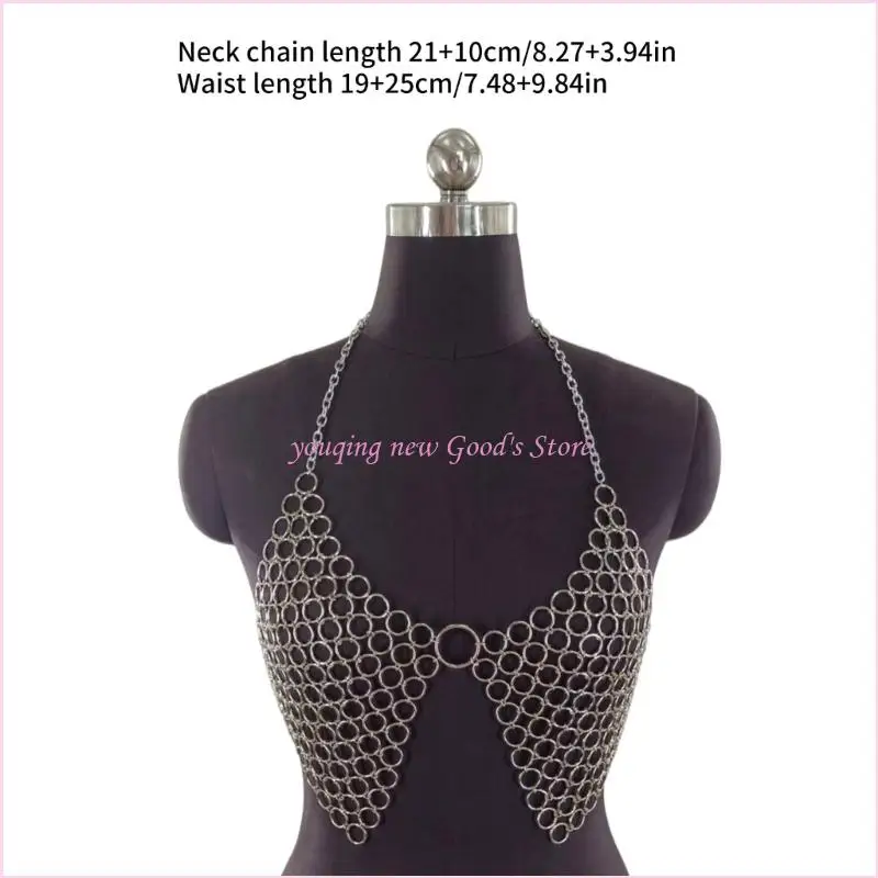 Stylish Adjustable Body Chain Jewelry With Small Hoop Rings Portable for Beach Parties and Music Festivals - 6