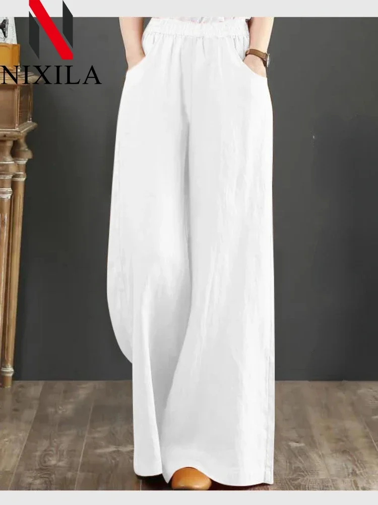 New in Spring Summer Cotton Wide-leg Women's Pants Leisure Fashion Knitted Formal Pants Streetwear Elegant Loose Women Clothes