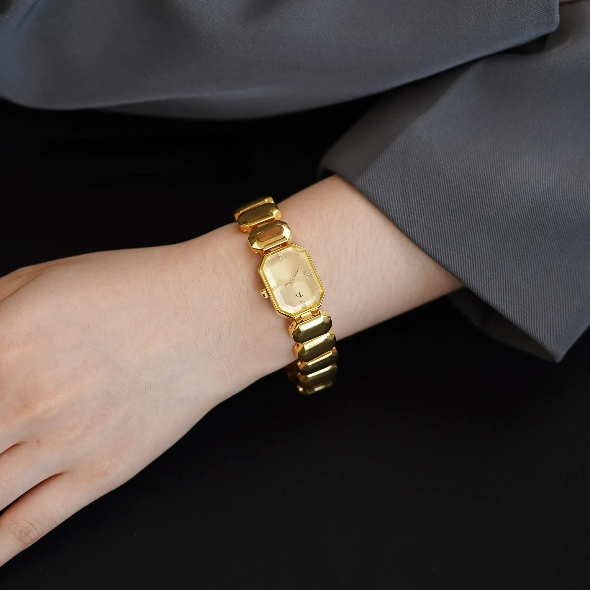 Ladies Diamond Watch Antique Brass Women Luxury