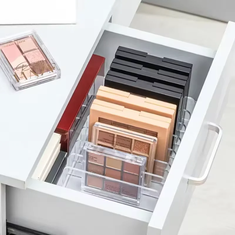 Clear 7-Compartment Makeup Organizer: Space-Saving Cosmetic Display