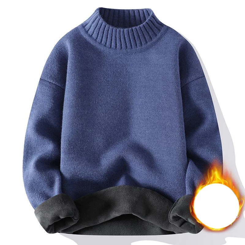 Autumn Winter KPOP Fashion Style Harajuku Slim Fit Tops Loose Casual All Match Knitwear Insert Half High Collar Solid Sweaters