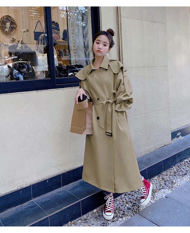 long duvet coat Fashion New Spring Autumn Women Trench Coat Long Double-Breasted Lady Duster Coat Windbreaker Outerwear Female Purple Beige Khak white puffer coat