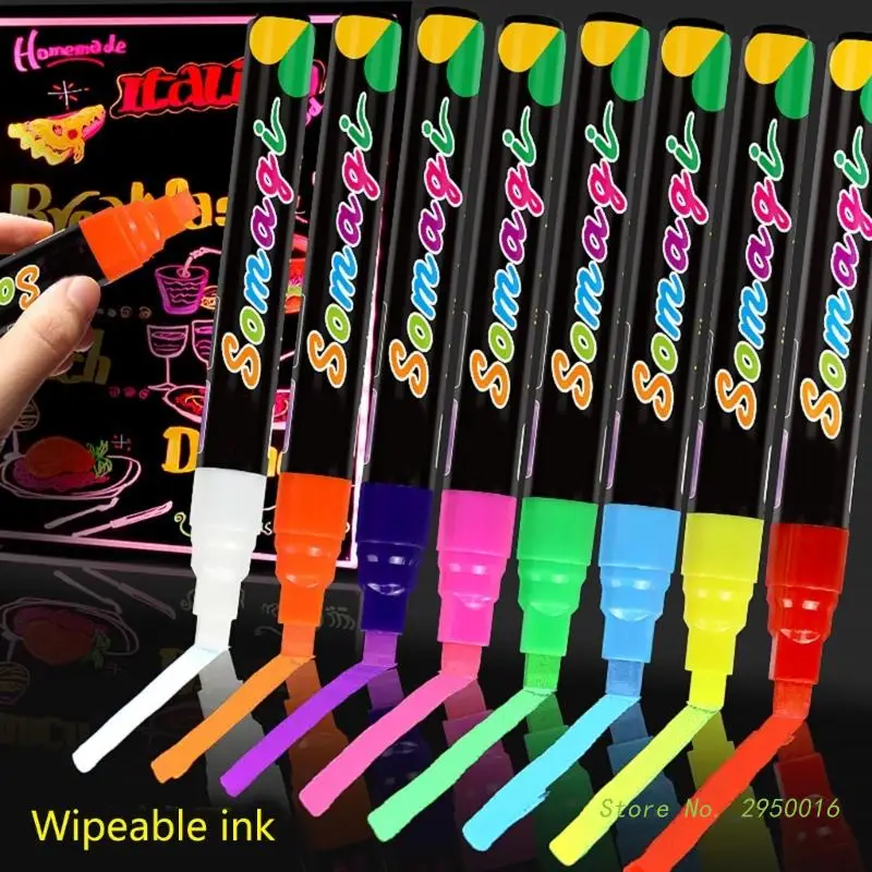 8Pcs Liquid Chalk Marker Pen 8 Color Washable & Wet Erase Chalk Makers for Blackboards Chalkboard Signs Glass Window marker pen