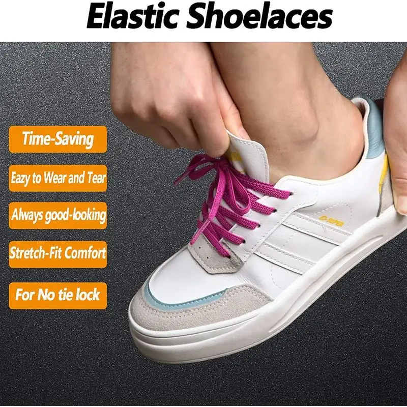 Cordones elásticos clásicos para zapatillas de cordones planos de 7 mm de ancho, cordones zapatos para niños y adultos, bandas de goma para zapatos, 2022