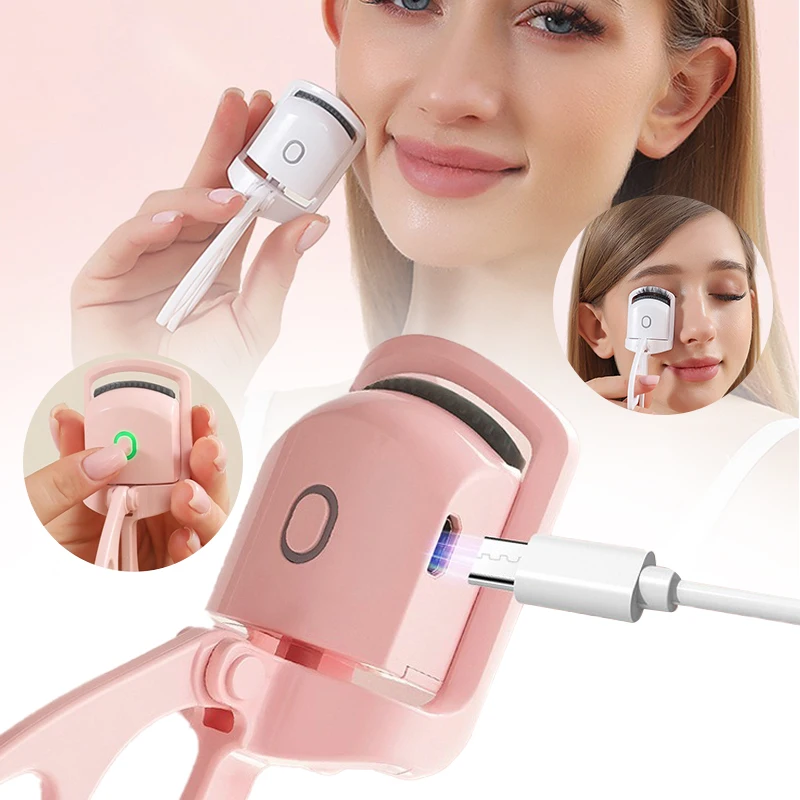 Heated Eyelashes Curler, USB Rechargeable Electric Eyelash Curlers with 2 Level Temp,Quick Heating Lasting Curling Effect Tools