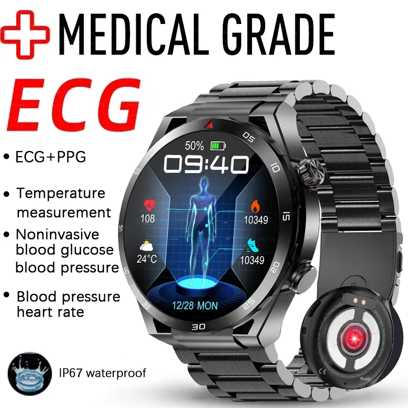 2023 블루투스 통화 비침습적 혈당 스마트워치, 360*360 HD 화면 ECG 모니터 워치, 신제품