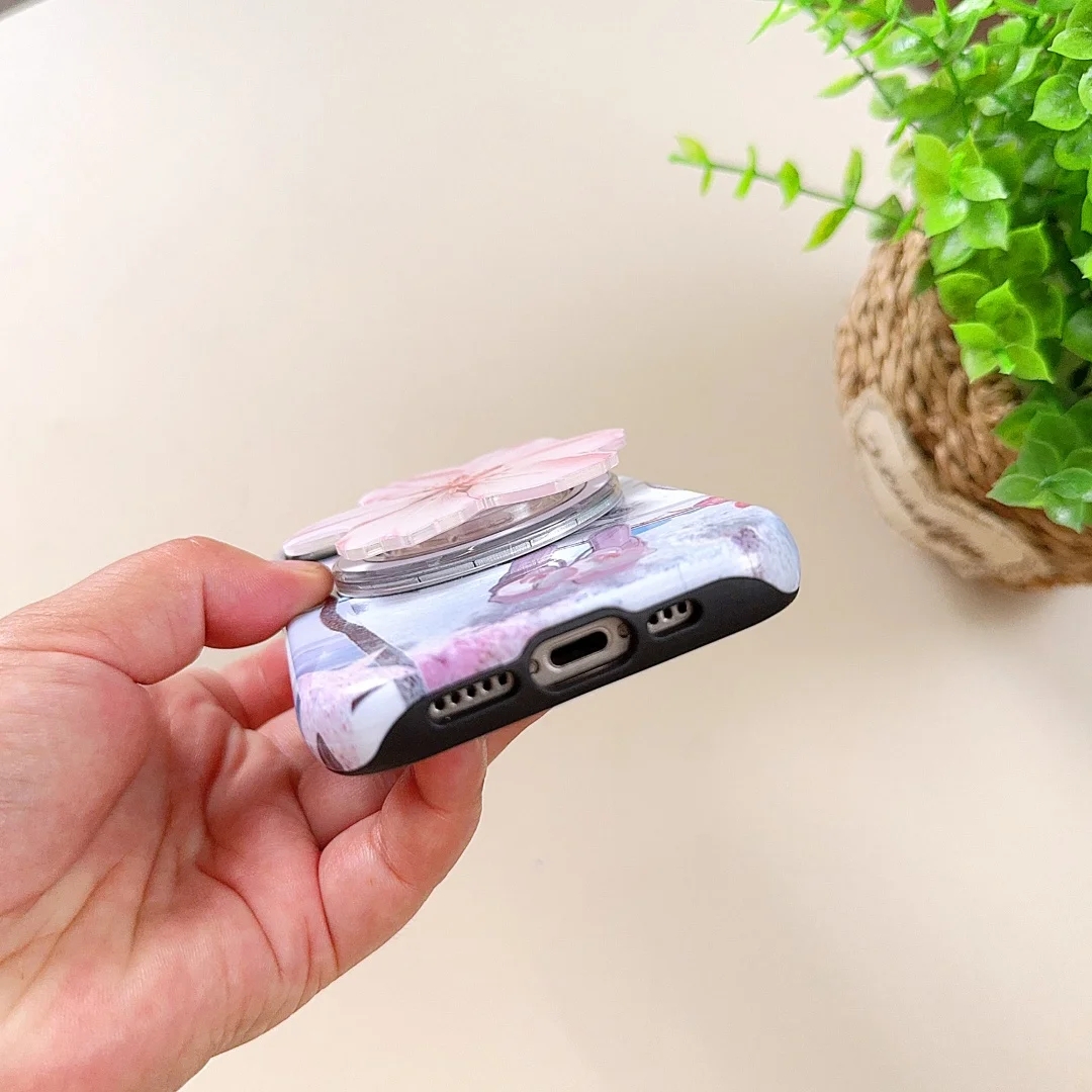Flower Magnetic Attraction Phone Holder Case - Shockproof Back Cover