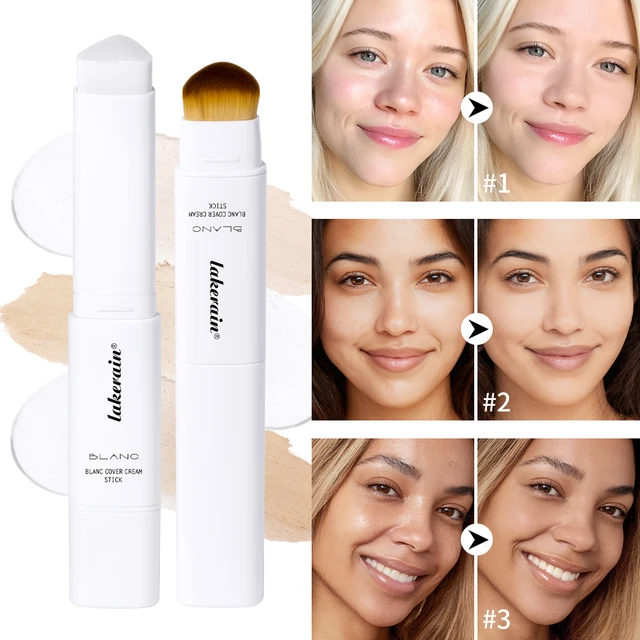 Color Changing Foundation Stick V-Shape Design Blanc Cover Cream Stick High Coverage Even Skin Tint Foundations Base Makeup
