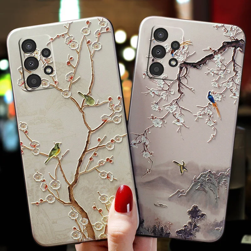 Elegant 3D Flower Emboss Art Phone Case Cover