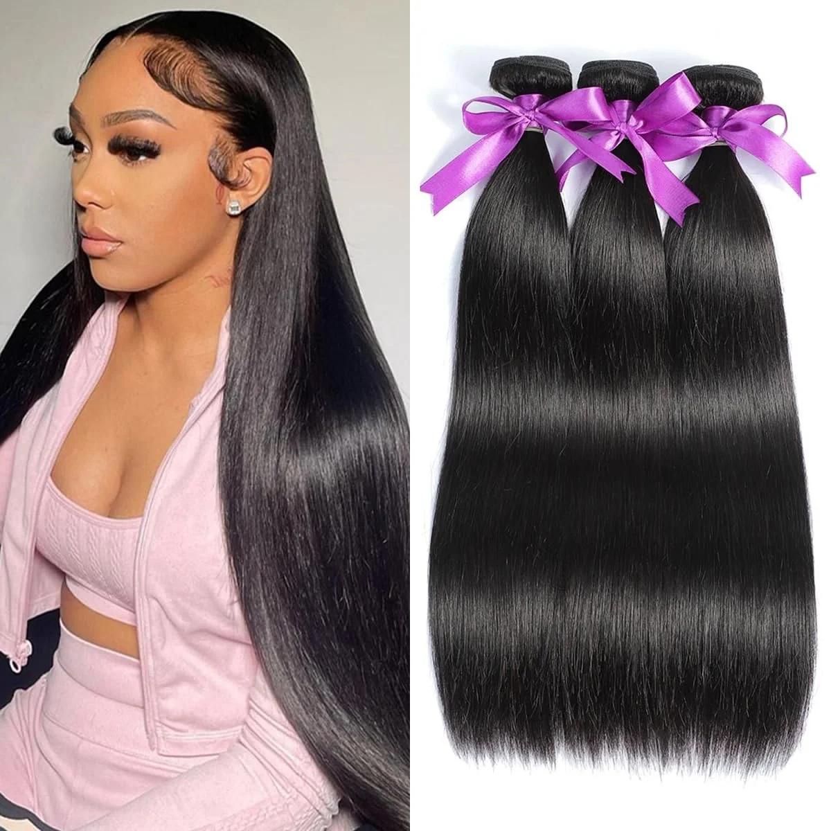 10-40 Inch Bone Straight Human Hair Weave Bundles 12A Brazilian Natural Color 1 3 4 Pcs Real Raw Human Hair Bundles Extensions