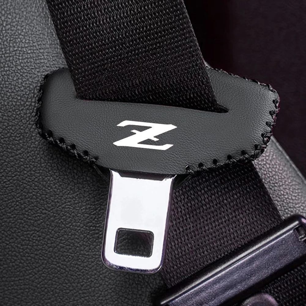 Car Seat Belt Buckle Plug Leather Car Seat Belt Clip Protective Covers 2pcs for Nissan Datsun Z Auto Interior Accessories seat belt protection and cover
