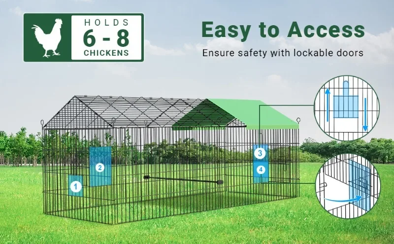 Description Picture 4 of itemFoldable and Detachable Outdoor Poultry Cages Multifunctional Farm Animal Supplies Large Chicken Coop Walk-in Poultry Run