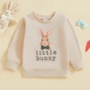 FOCUSNORM 0-5Y Little Kids Girls Boys Easter Sweatshirts T Shirts Letter Rabbit Print Crew Neck Long Sleeve Pullovers Spring Top 5