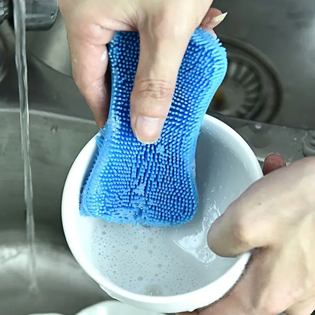Cleaning Tool Double Sided Silicone Dishwashing Brush Soft Reusable Washing Cleaning Brushes Flexible Cleaning Brush Kitchen 5
