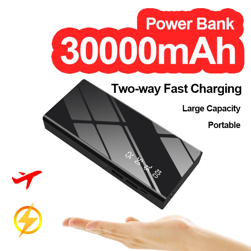 anker powercore 20000 30000mAh Portable Fast Charging Power Bank Triple USB Digital Display External Battery with Flashlight For iPhone Xiaomi Android power bank 30000mah