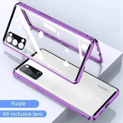 360° Full Body Magnetic Phone Case with Double - Sided Glass and Shockproof Protection for OPPO A6t Pro 4G (PURPLE)