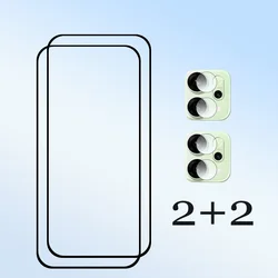 Premium Full - Cover Screen Protector with Anti - Scratch Tempered Glass and Soft Fiber Camera Film (2 and 2)