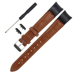 Vintage Leather Strap Smartwatch Wristband Retro Bracelet Accessories for Huawei band 6 pro (Light brown)
