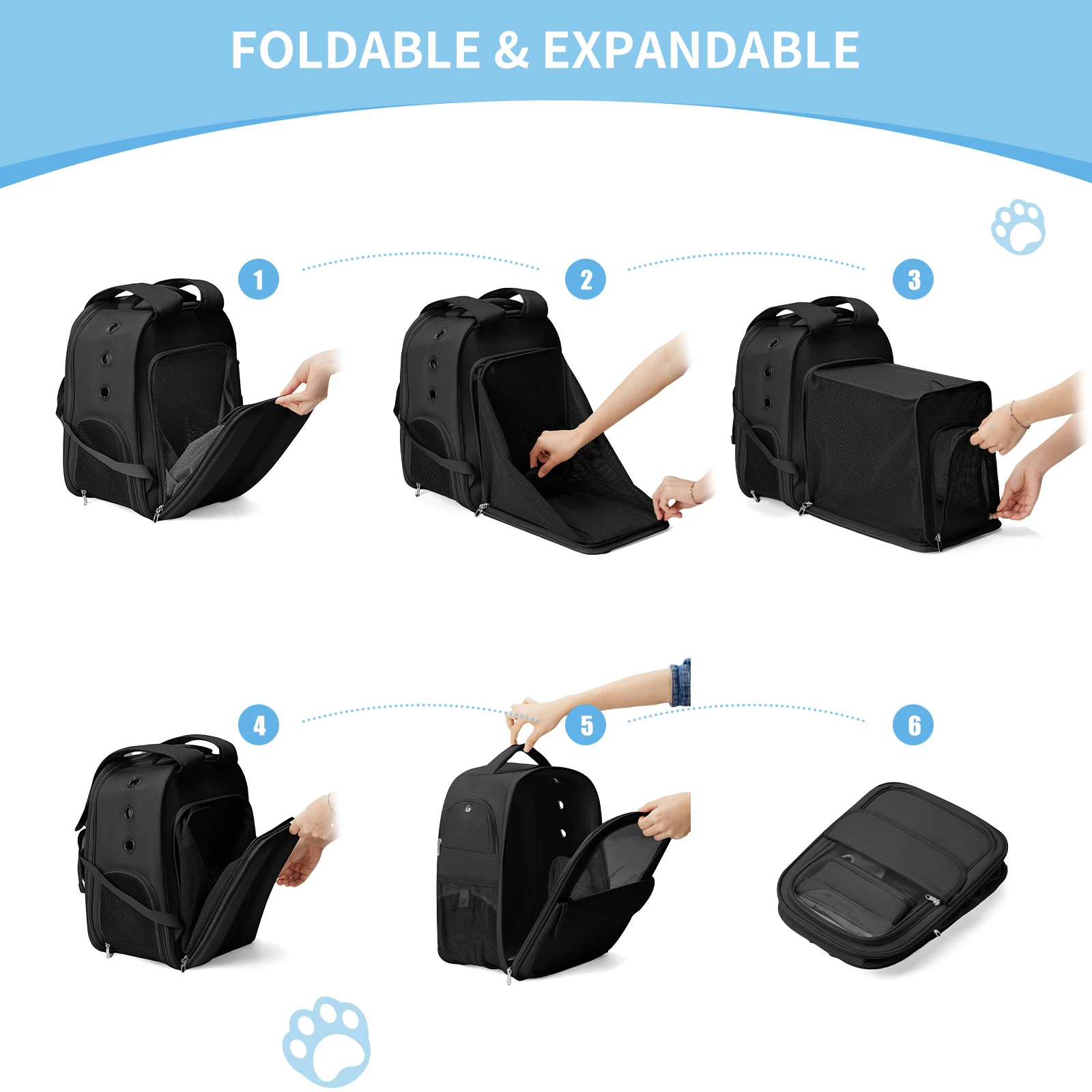 Cat Dog Pet Transport Backpack with Clear Mesh, Pet Cat Transport Box Cat Backpack Pet Bag Up to 7kg Backpack Carrying Backpack