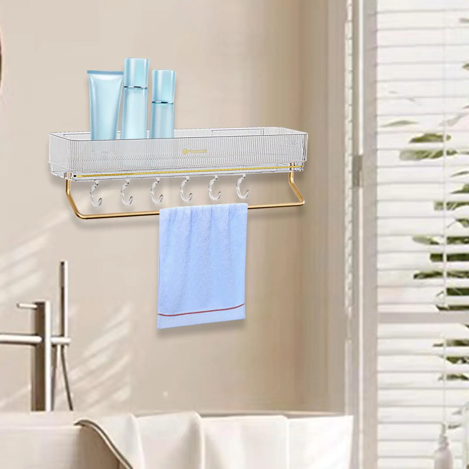 

Bathroom Shelf with Towel Bar with Towel Rack Aluminum Wall Mounted Storage Shelf for Dorms Toilet Kitchen Bathroom Farmhouse