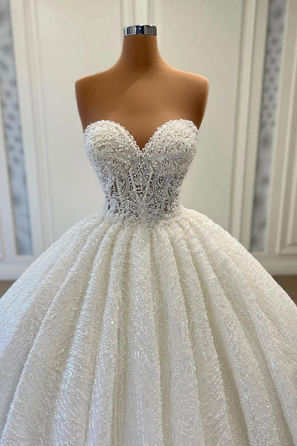 Simple Soft Satin Wedding Dresses With Pearls Vestido De Noivas Chic DW649 main image 1