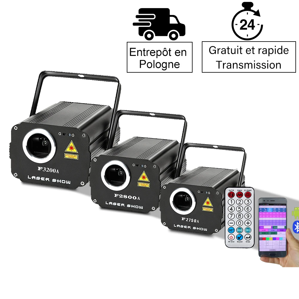 Lumière laser de scène 3D RVB, EAU de faisceau, DMX, DJ, musique, télécommande, mariage, fête de Noël, spectacle cancers, budgétaire
