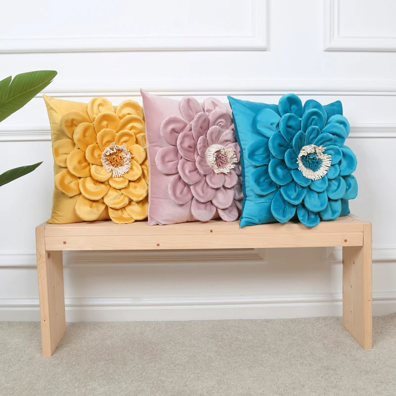 Velvet Flower Pillow Cover 5