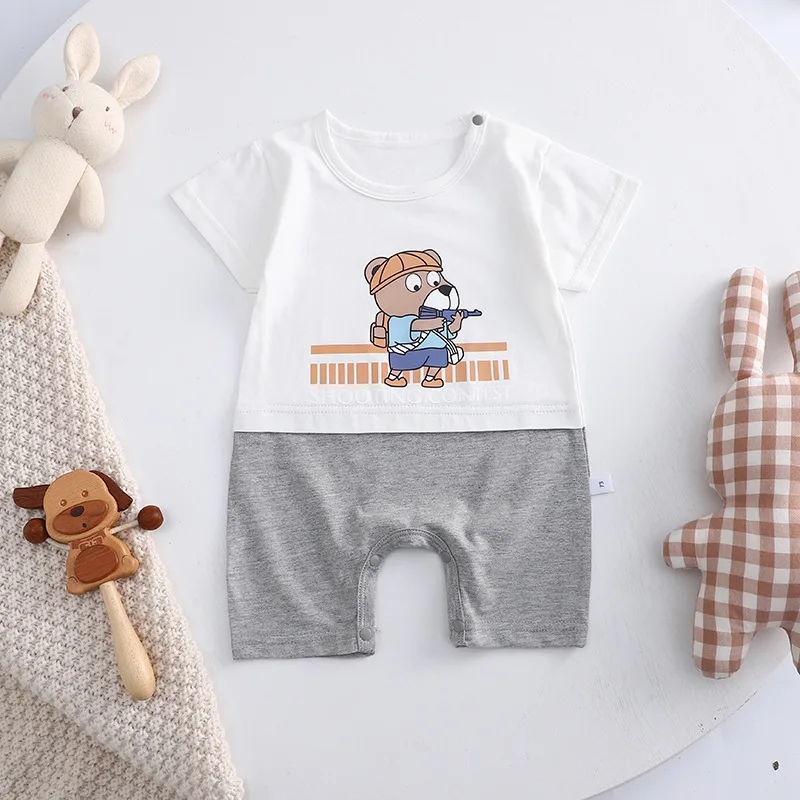 0-2 Years Infant Toddler Rompers Cotton Summer Baby Boys Thin Rompers Short Sleeve Newborn Cartoon Baby Girls Bodysuit Baby Bodysuits expensive Baby Rompers