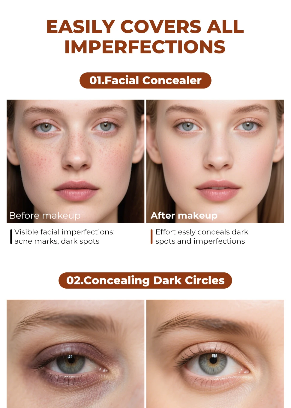 Description Picture 6 of itemFull Coverage Concealer Cover Anti Dark Circle Freckle Long-lasting Waterproof Foundation BB Cream for Face Makeup Base Cosmetic