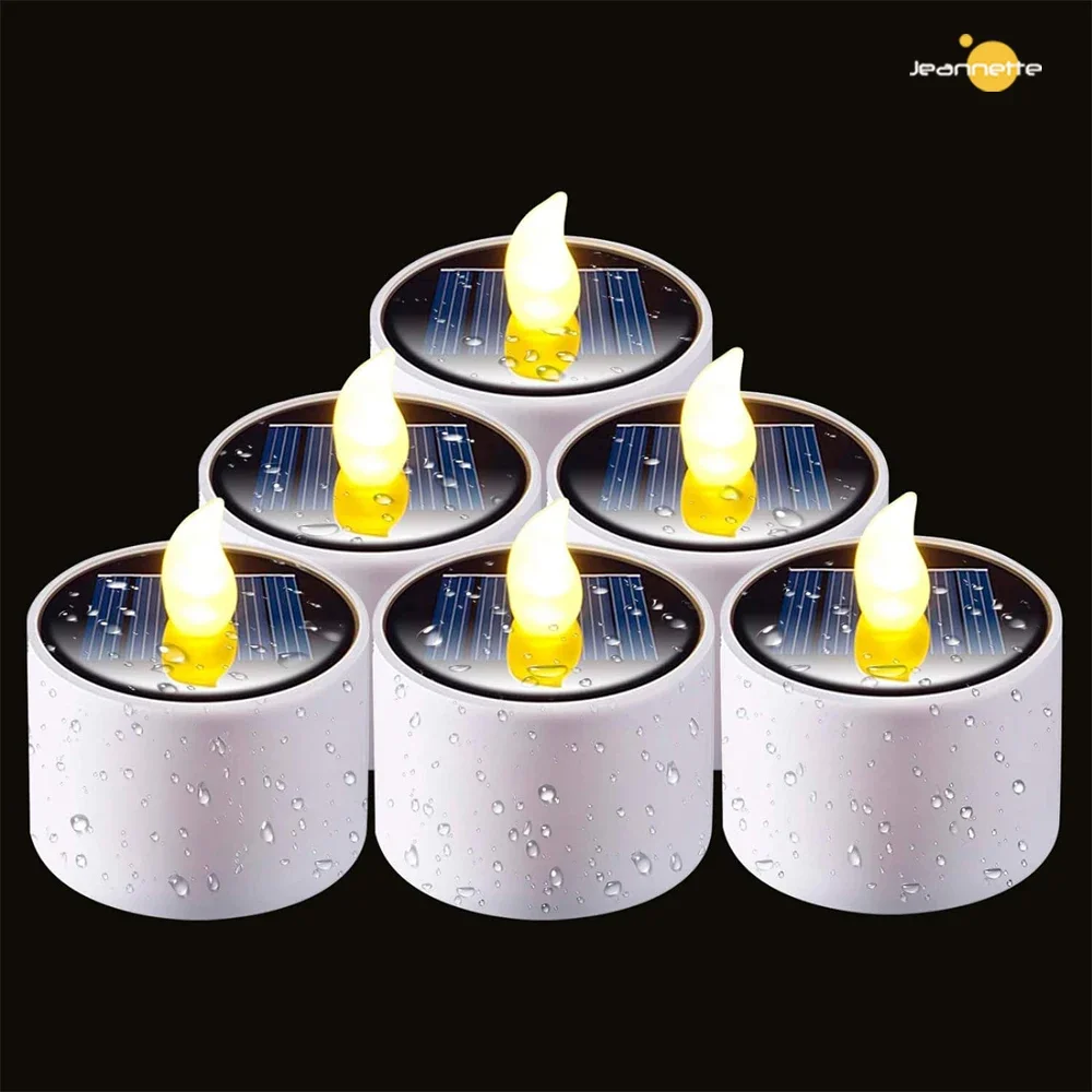 

Solar Lantern Tea Lights Candles Flameless Amber Flickering LED Candle Lights Waterproof for Garden Yard Pathway Balcony Part