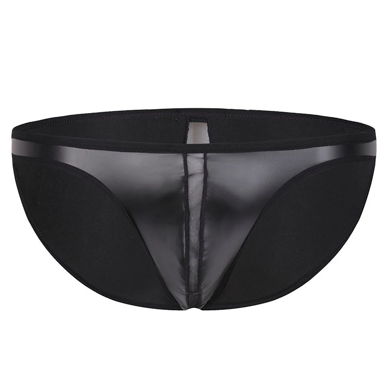 

Мужские прозрачные трусы бикини AIIOU, черные или прозрачные трусы из искусственной кожи, сексуальное нижнее белье из полиэстера, 2019