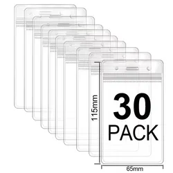 Universal Extra Thick Waterproof Vertical ID Badge Holder - HD Clear Protective Card Case (A - Clear 30PCS)