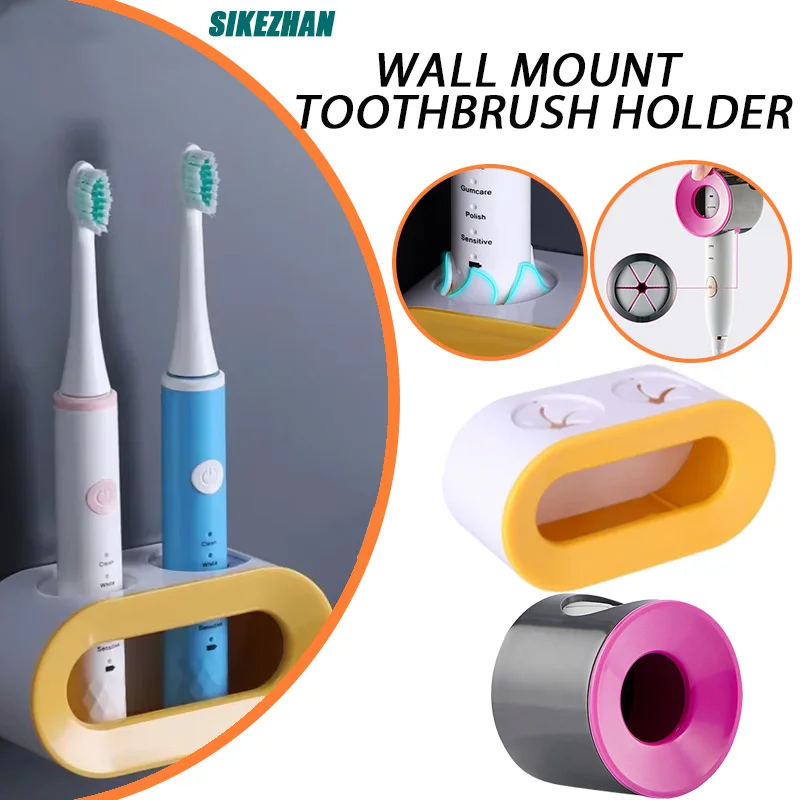 Bathroom Toothbrush Holder Wall Mount Bathroom Organizer Double Single Hole Self Adhesive Tooth Brush Accessories Space Saving