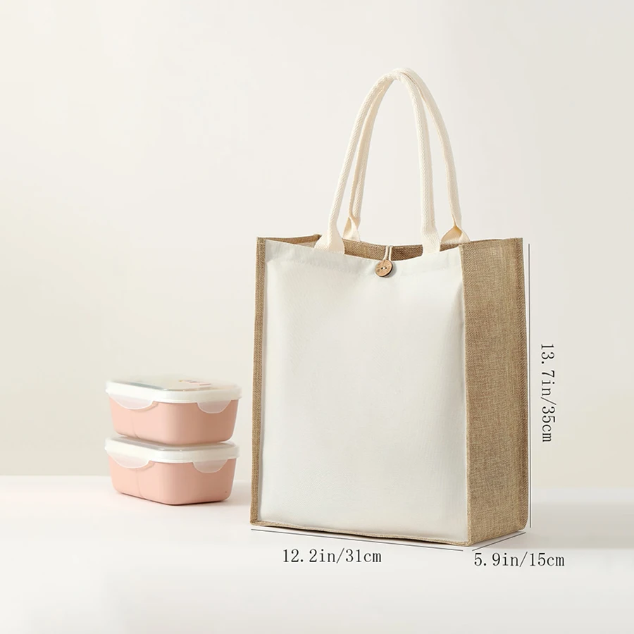 Linen plain color ladies handbag  buckle style fashionable multi-functional gift bag  daily outing shopping storage bag 21