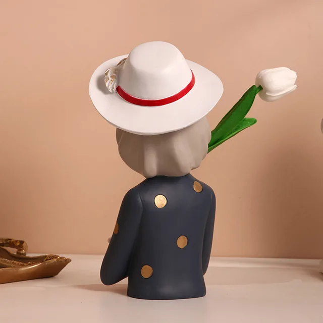 Statue de fille moderne et charmante, Figurine en résine, un accent de décoration élégant pour votre maison, le salon, la décoration de la pièce et du bureau, 1 pièce 4