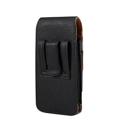 Universal Leather Men's Waist Bag with Mobile Phone Belt Clip Holster Pouch - XL - 18.5x9.5cm (Black)