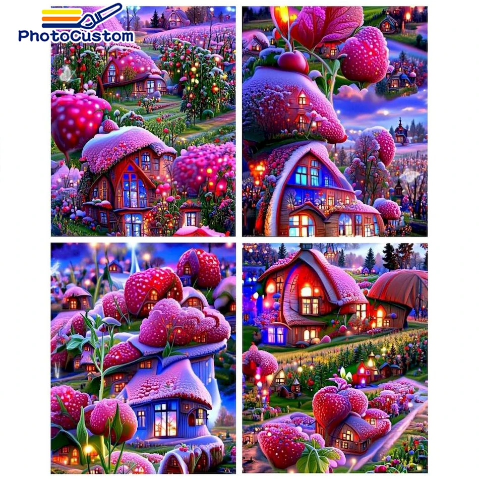 

PhotoCustom Paint By Numbers For Adults With Frame HandPainted Purple Scenic Oil Painting Home Decor Acrylic Painting Diy Crafts