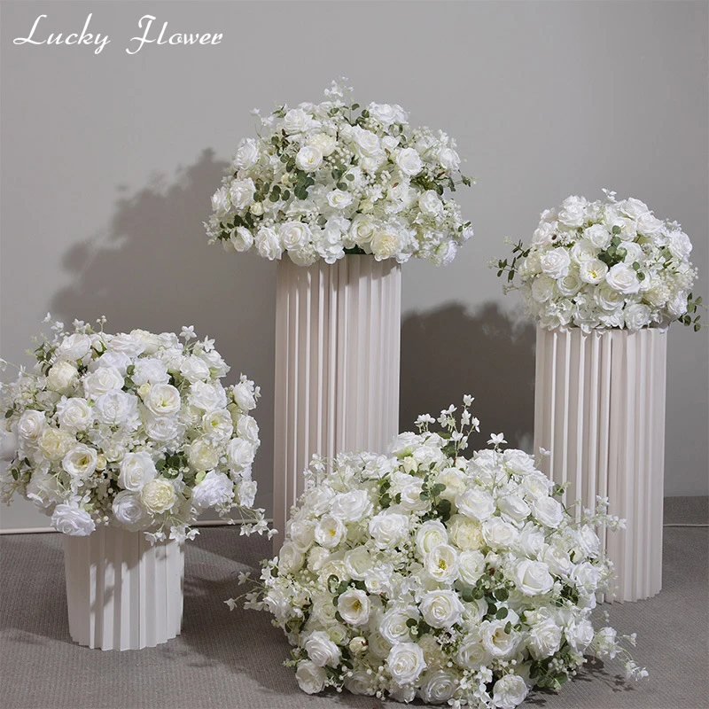 Rose Hydrange Aritificial Flower Ball Road Leading White Silk Flower Ball Wedding Decoration Table Centrepiece Deocr