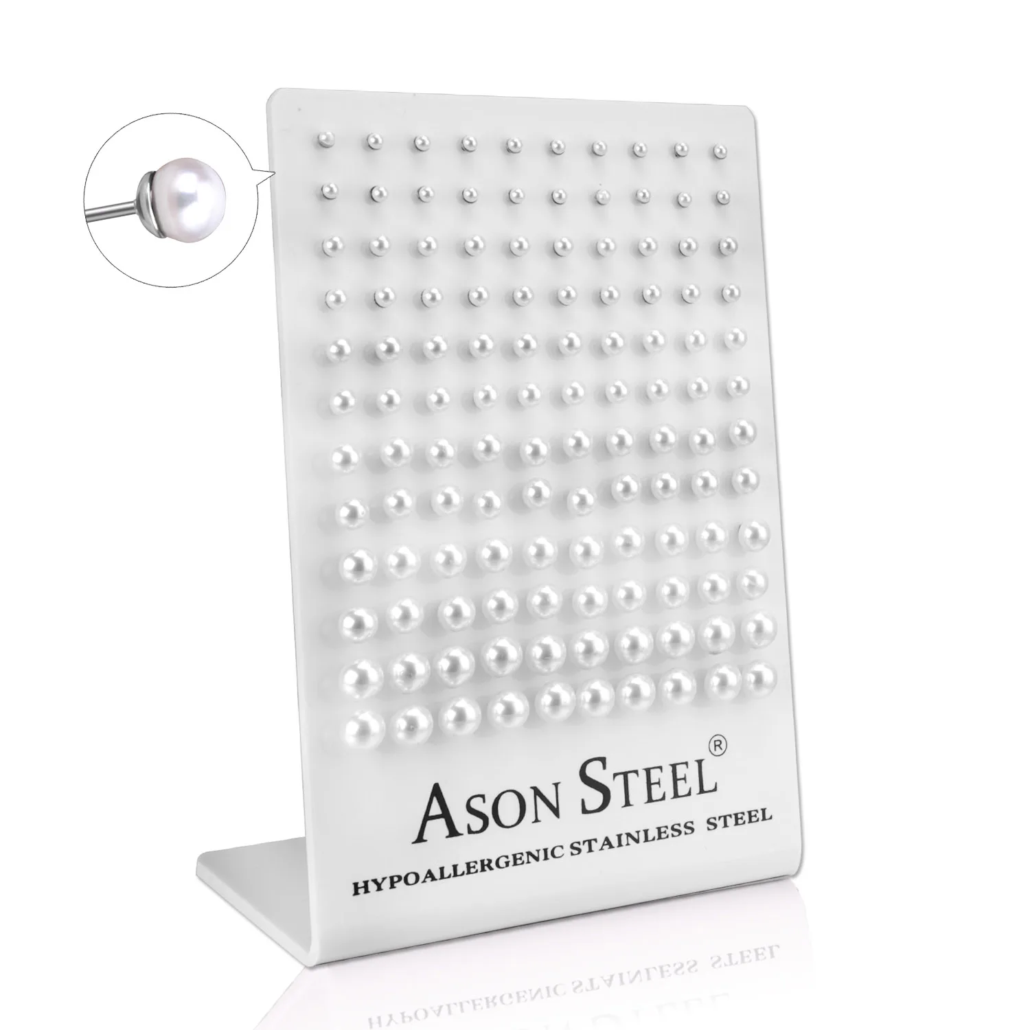 60Pairs Round White Imitation Pearl Stud Earrings For Women Men Korean Simpe Stainless Steel Push Back Ear Wholesale Jewelry Set 4