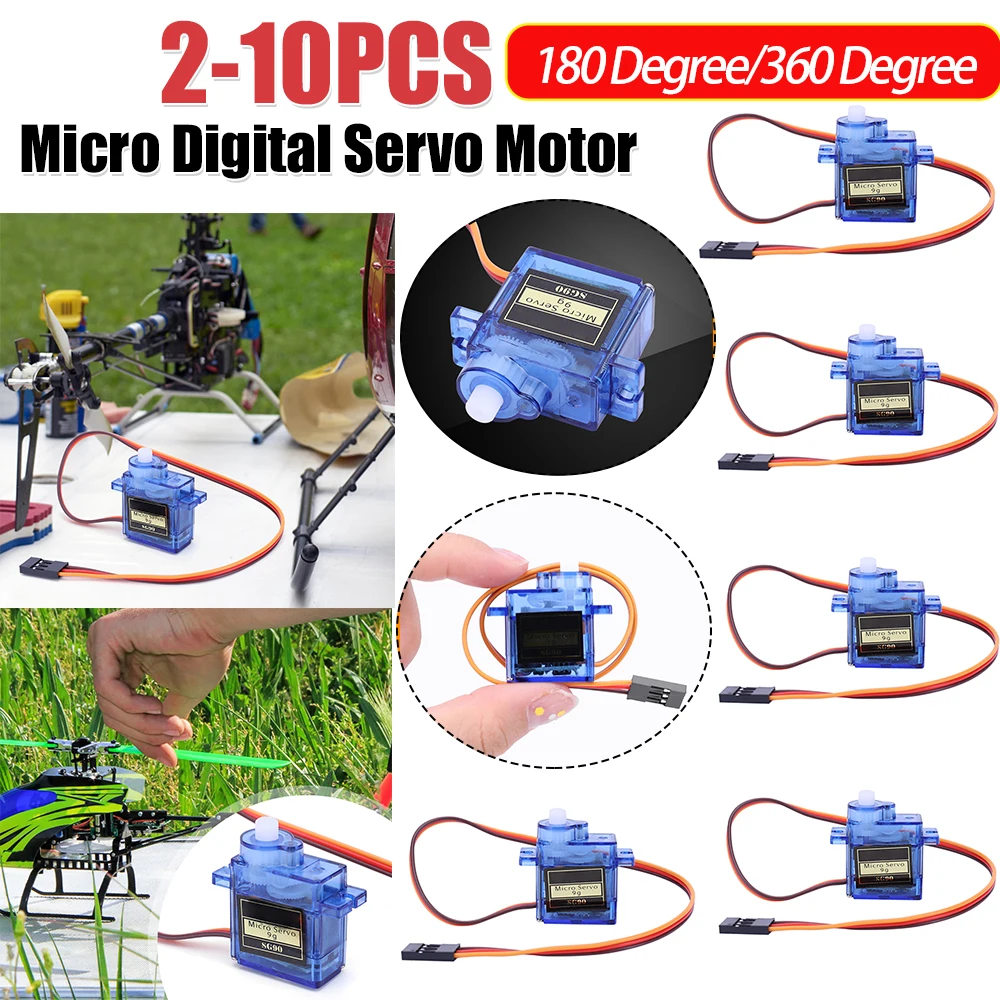 SG90 9G Micro Digital Servo Motor Fixed-Wing Micro Gear Servo Motor 180/360 Degrees for RC Helicopter Aircraft Airplane