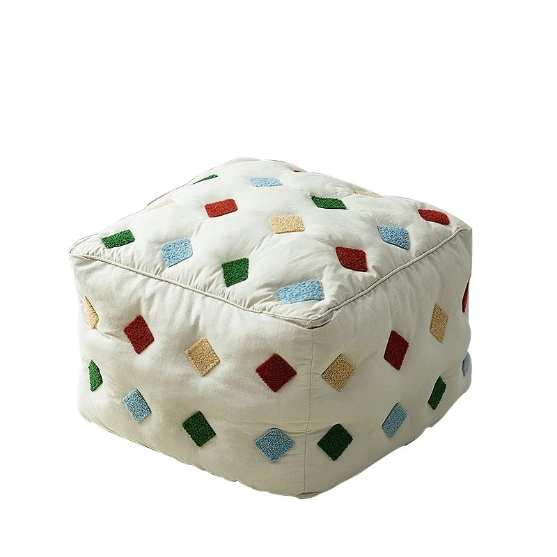 Furniture Short Stool Home Creative Futon Small Stool for Living Room Sofa Square Leisure Tatami Sitting Cushion