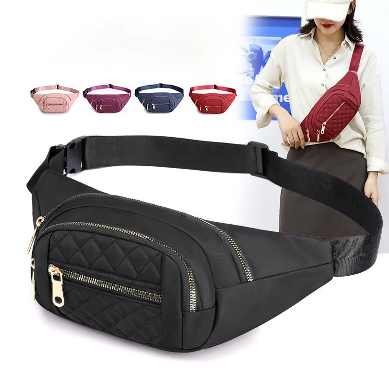 1 functional waist bag, suitable for both men and women, adjustable shoulder strap, suitable for hiking, camping, and running, w