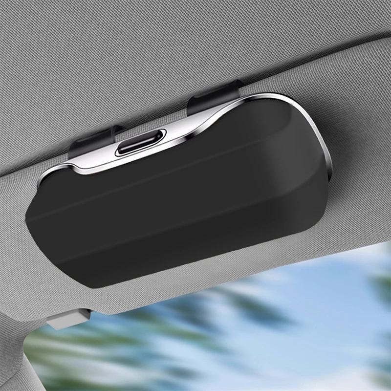 Universal clip-on car sunglasses holder sun visor eyeglass case soft-lined anti-scratch durable ABS fits all vehicles