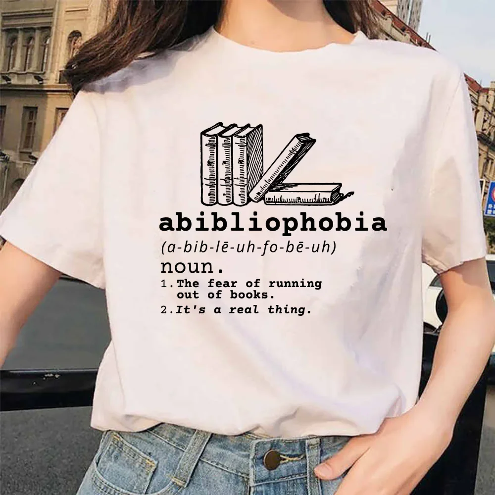 

Abibliophobia T Shirt Book Lover Reader Gift Short Sleeve Print Clothing Women's T-Shirt Harajuku Graphic Clothing Women's Top