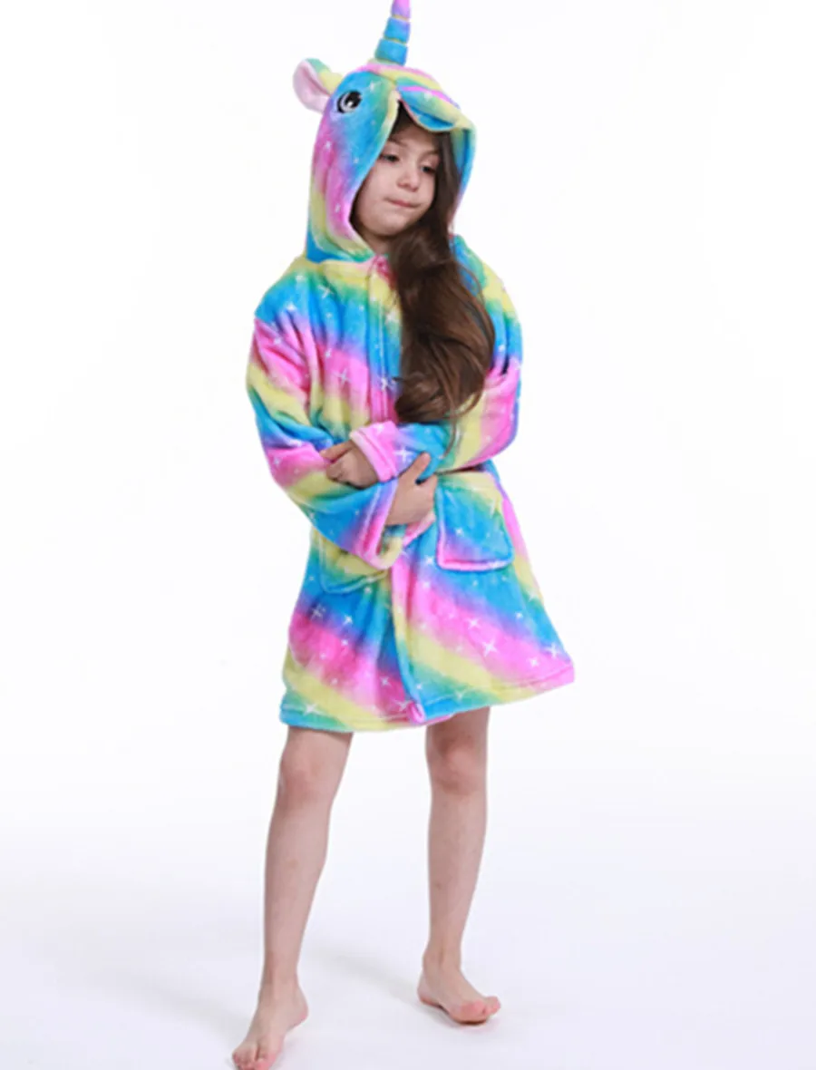Children Sleepwear 3-12Years kids pajamas set,child bathrobe,kids robe Unicorn Cartoon Bath Robe