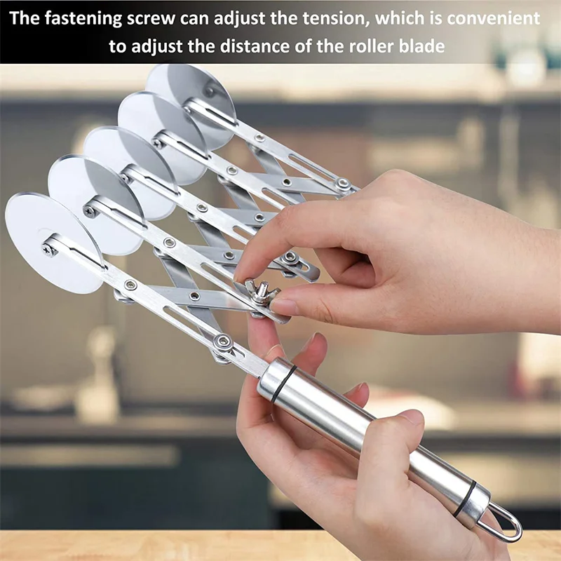 Description Picture 6 of item5 Wheels Cutter Dough Divider Side Pasta Knife Flexible Roller Blade Pizza Pastry Peeler Stainless Steel Bakeware Tools