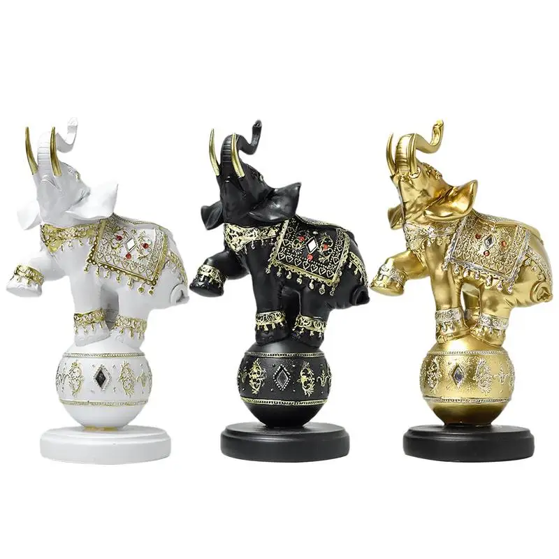 

Elephant Playing Ball Statue Cute animal Resin Elephant Figurine outdoor courtyard home Elegant ornaments Resin Collectibles
