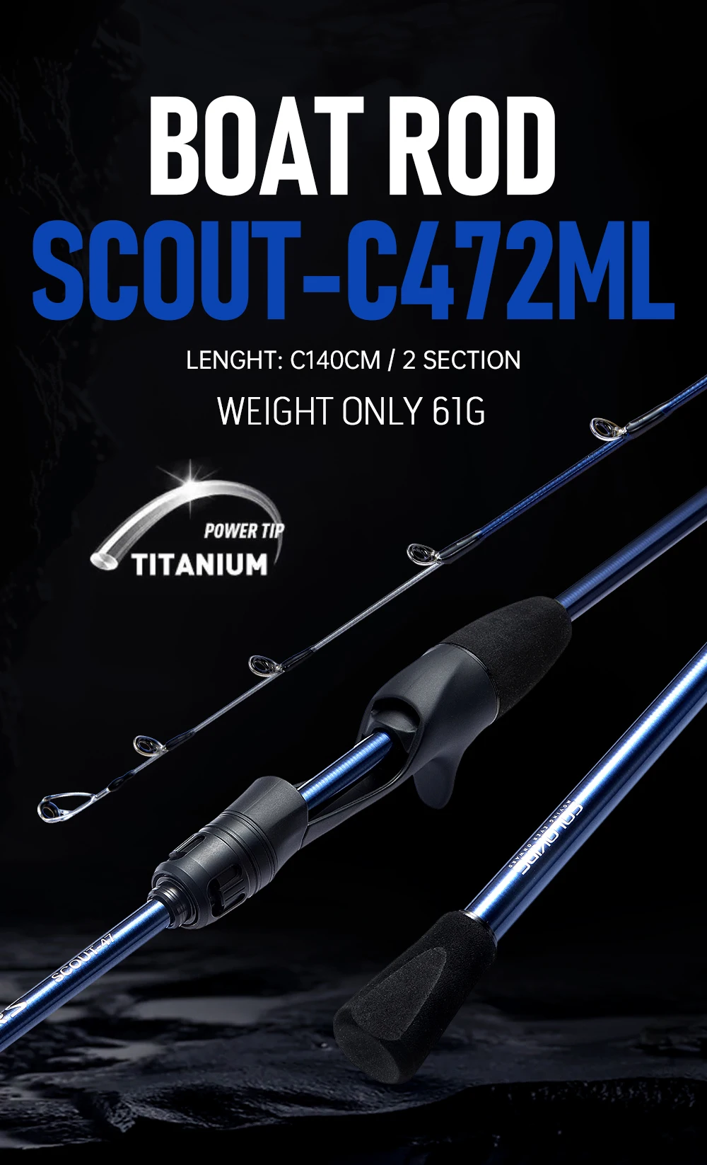 SOLOKING SCOUT47 Oktopus-Tintenfisch-Angelruten 61g Ultraleicht 9:1 Action Jigging Boot Meeres-Angelrute – Detail 1