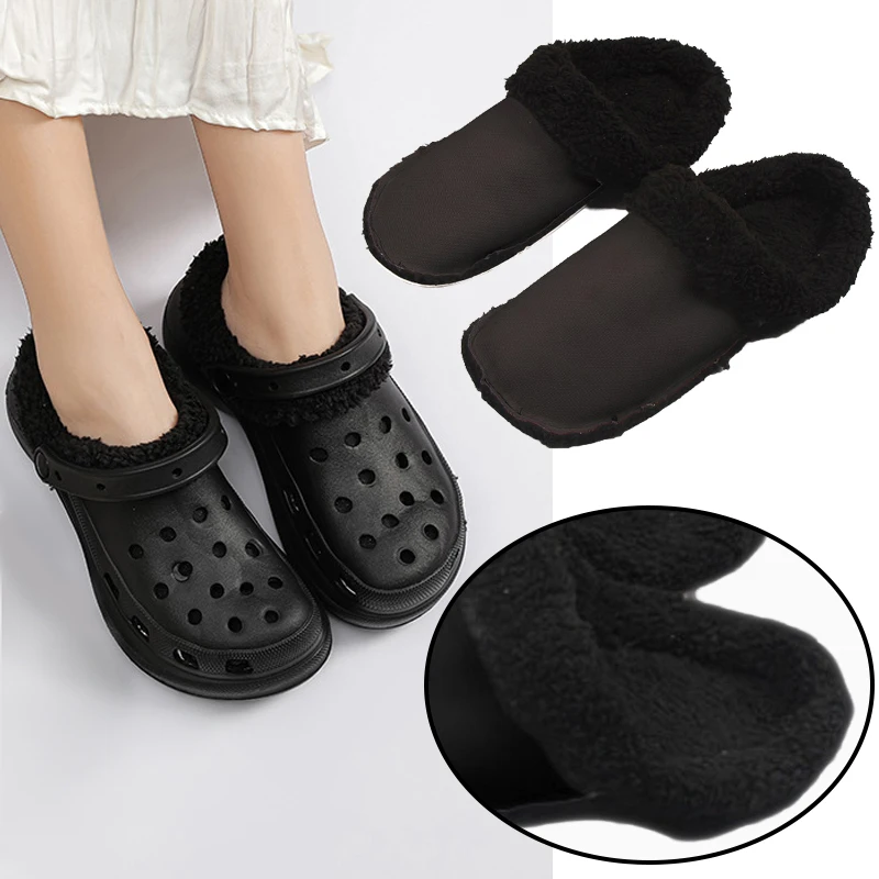 Shoe Covers 1pair Hole Shoes Plus Velvet Liner Winter Warm Shoes Covers Thickened Soft Cover Detachable Cotton Sleeve Plush Liner